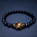 2020 New Arrivals Charm Men's Jewelry Bracelet Crown Matte Tiger Eye Natural Hematite Stone Beaded Bracelet Bangle