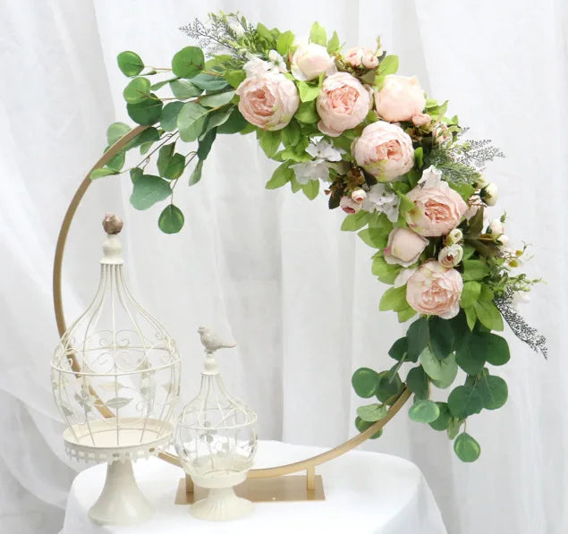 YQ059 Wholesale Wedding Decoration Iron Road Lead Flower Stand Gold Flower Stand Metal Round Table Centerpiece for Wedding Decor
