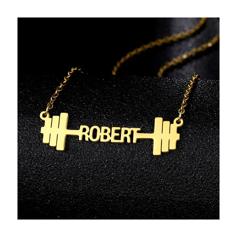 Wholesale Luxury Quality Chains Personalized Dumbbell Custom Name Necklace for Women