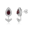YBO Luxury Women's Stud Earrings Real 925 Sterling Silver with Natural Red Garnet Trendy Arrow Design for Weddings Parties Gifts