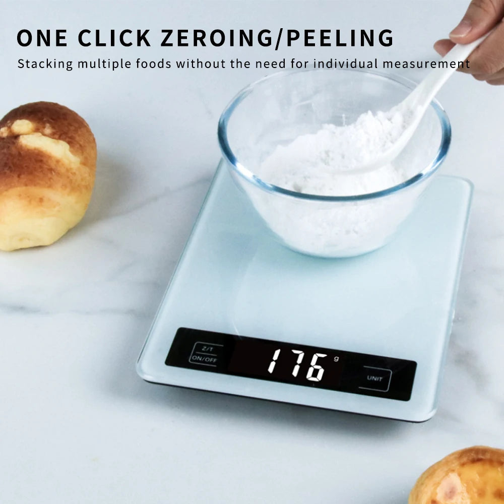 Wholesale Portable Household Food Scale Tempered Glass Kitchen Scale 5kg Digital Waterproof Kitchen Scale