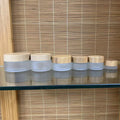 Cosmetic 5ml 10ml 15ml 30ml 50ml 100ml 150ml 200ml Clear Glass Jar Bamboo Lid with Plastic Inner Bamboo Cream Jar