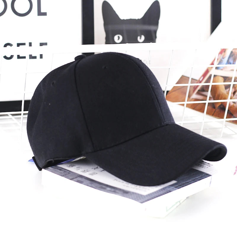 Custom-Made 6-Panel Black Baseball Cap New Polyester Cotton Fabric Sporty Style for Outdoor Sports