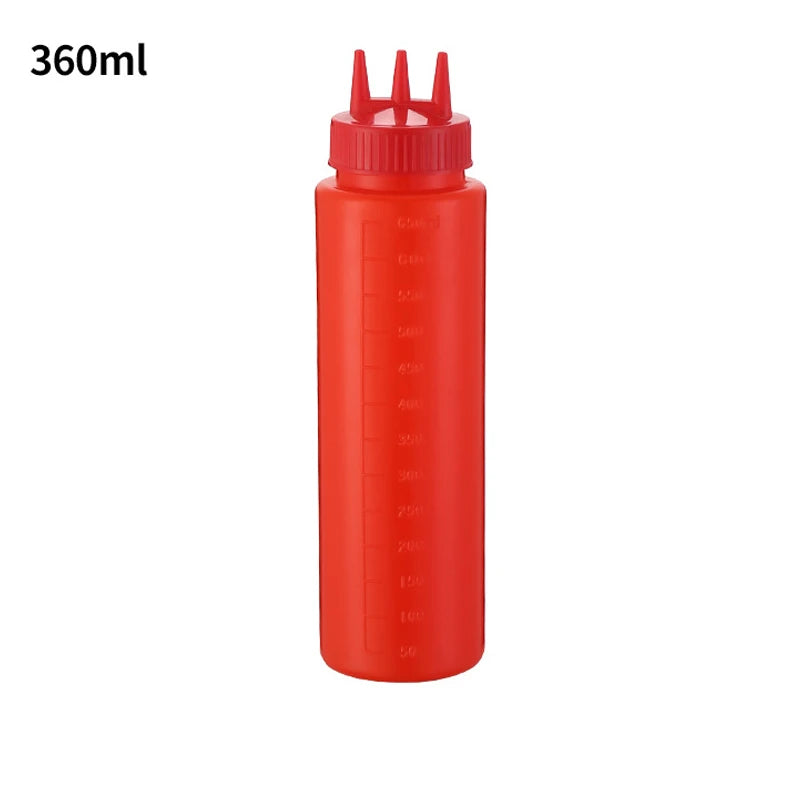 High Volume Condiment Dispenser 800ml Triple Nozzle BPA Free Plastic Squeeze Bottle for Commercial Use