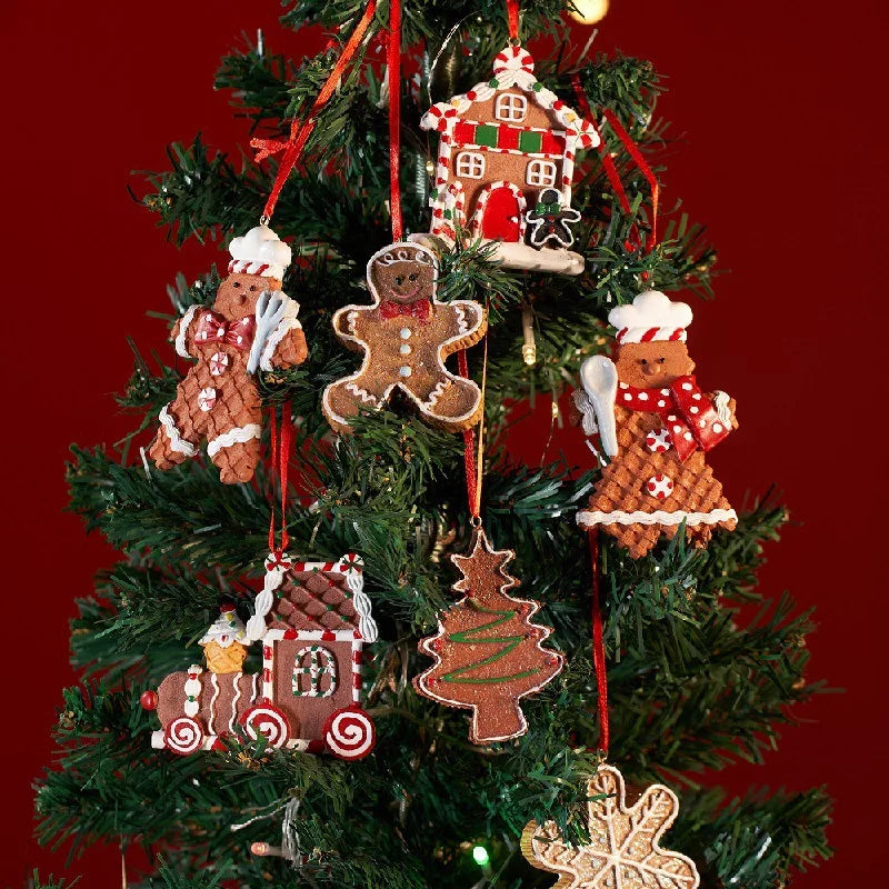 Holiday Home Decoration Unique Christmas Gift Durable Resin Christmas Tree Gingerbread Pendant