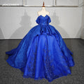 Royal Blue Quinceanera Dresses Appliques Beaded Irregular Folds Ball Gown Sweet 16 Princess Birthday Dress 9995