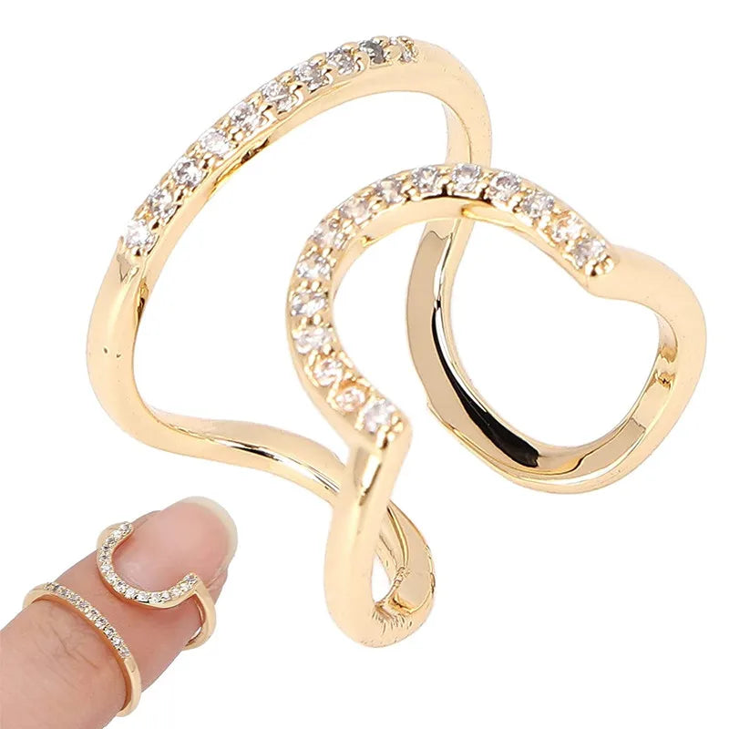 Hot Selling Adjustable Size Women Decoration Tip Fingernail Charm Crown Rings for Girls  Nail Art Decoration