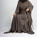 Loriya Wholesale Top Selling Islamic Clothing Linen 3PCS Abaya Set Dubai Modest Abaya Women Muslim Dress Basic Abayas