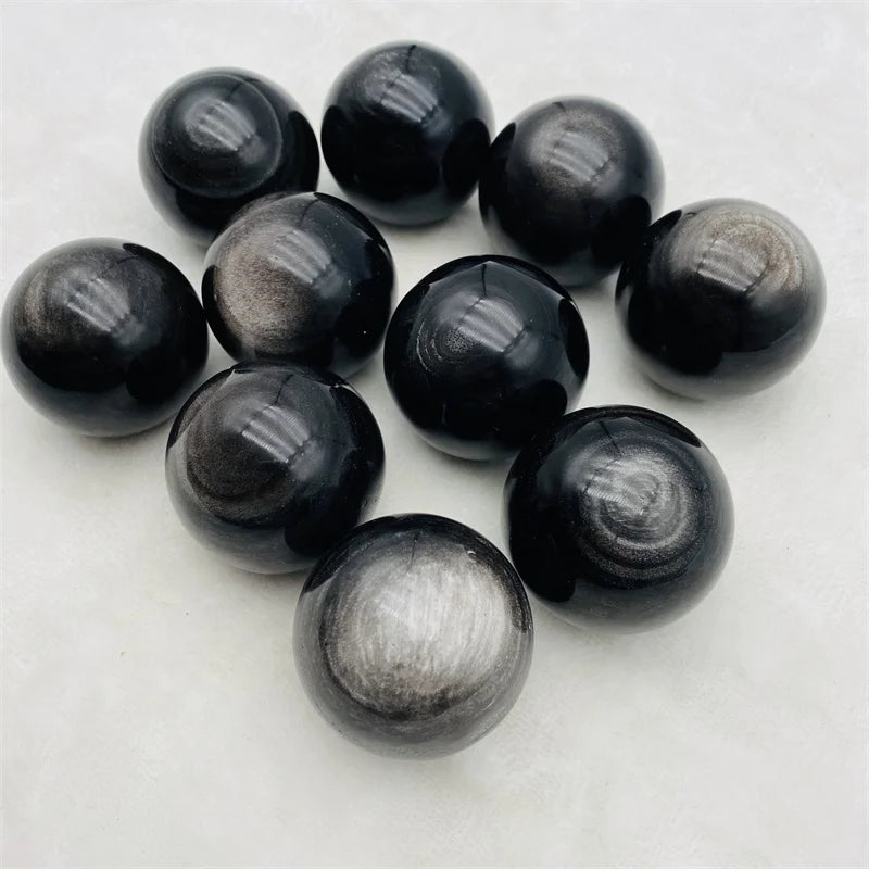 Wholesale Natual Crystals Healing Stone Ball Silver Obsidian Sphere Ball