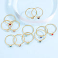 Tiny Birthstone Ring Stainless Steel Multicolor Gemstone Couple Finger Gold Ring Birthday Stacking Ring
