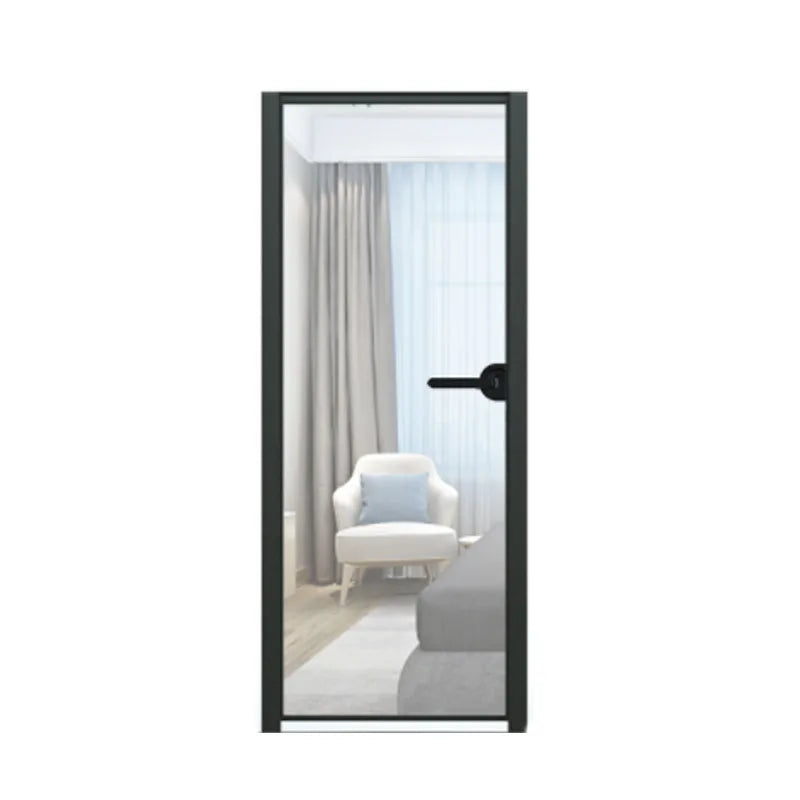 Newly Slim Design Narrow Frame Interior Glass Bathroom Door Aluminum Tempered Glass Bathroom Door