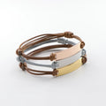 Engravable Blank bar Adjustable Braided Wax Rope Bracelet Unisex Jewelry