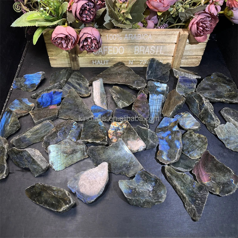 Labradorite Freeform Natural Energy Crystal Half Polished Labradorite Free Form for Healing