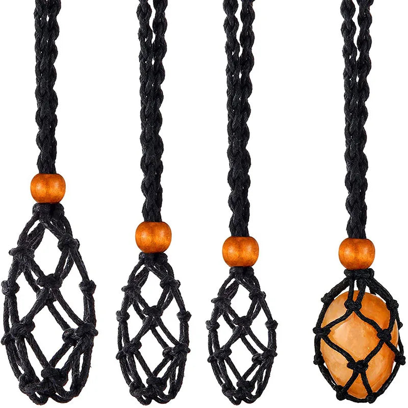 Stone Pendant Necklace Cord Adjustable Handmade Braided Rope Crystal Stone Holder Necklace Cord for DIY Crystals Jewelry