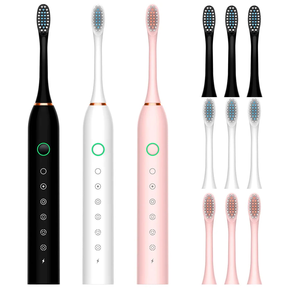 Electric Rechargeable Toothbrushes X3 Tooth Brush Adult 4pcs Soft Bristles 6 Modes Electric Smart Sonic Toothbrush Customize