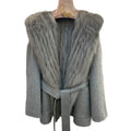 Fashionable Real Fox Fur Coat Fluffy  Detachable Hooded Cashmere  Wool Coat With Belt