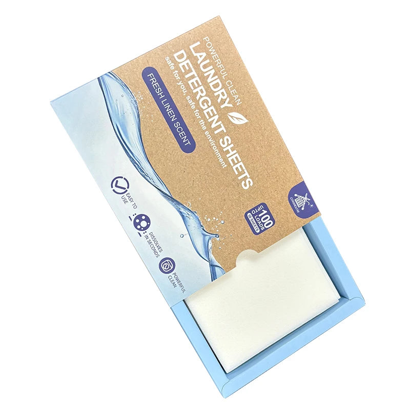 COMMIGLOW Eco-friendly Biodegradable 50 Sheets Travel Deep Cleaning Washing Clothes Laundry Detergent Sheets