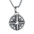 Wholesale Dropshipping Fashion Jewelry Designer Retro Punk Stainless Steel Gold Plated Compass Pendant Necklace for Mens