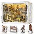 Minicity DIY Crafts 3D Wooden Puzzle Touch Sensor on Led Light Night Light Book Nook Kit-Library of Gods Max