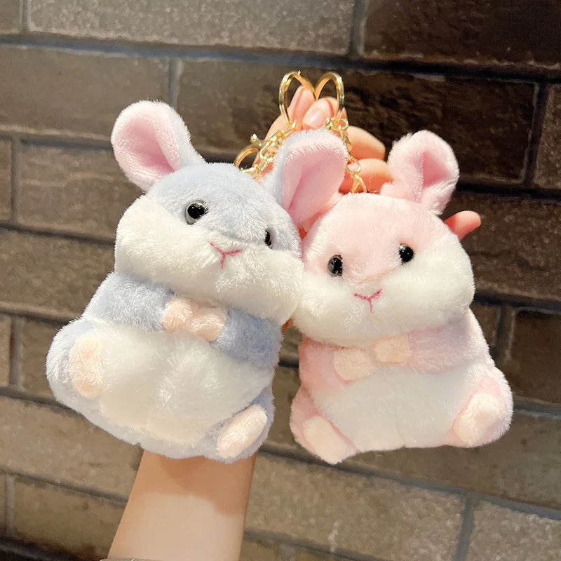 Fashion Plush Hamster Keychains Cute Toy Hamster Pendant Pompom Fluffy Trinkets Car Handbag Pendant Key Ring