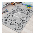 Grey Smile Face Stick Figure Cartoon Pattern Kids Carpets for Children