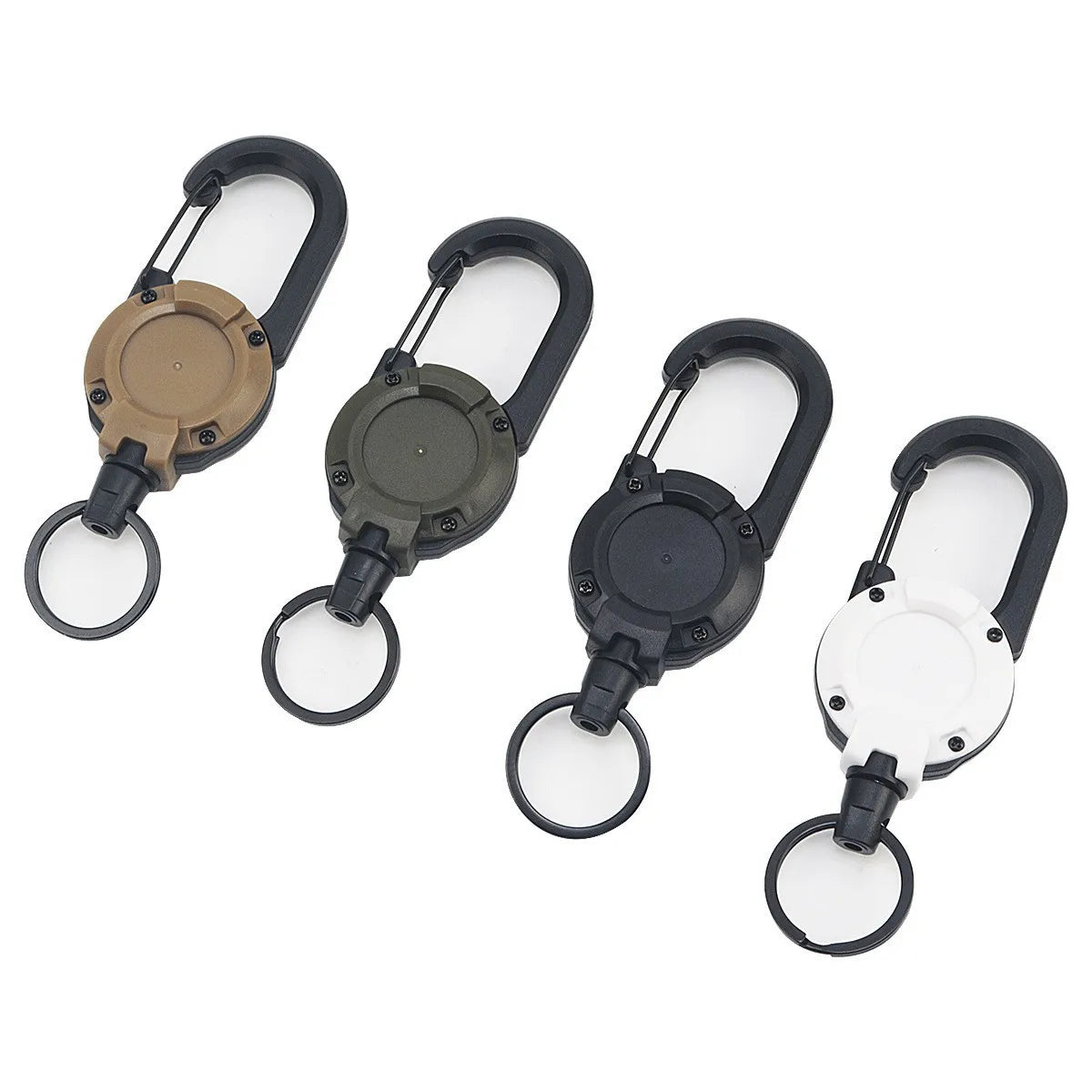 Retractable Heavy Duty Pull Reel Carabiner Strong Steel Wire Rope Buckle Spring Key Ring Outdoor Sporty Attachment Keychain Tool