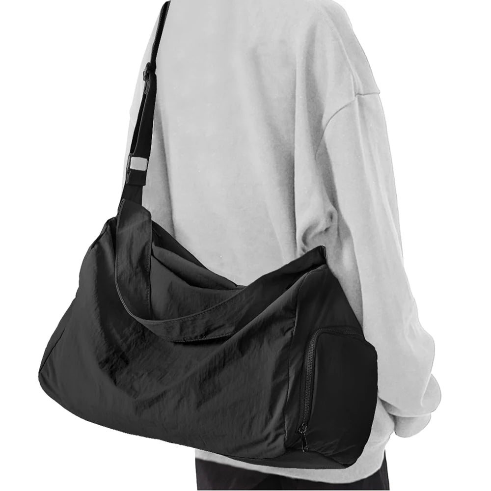 Black Large Women's Mens Waterproof Basketball Volleyball Crossbody Sling Sport Bag with Shoe Compartment