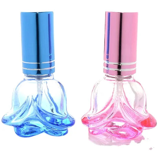 Wholesale Fancy Rose Flower Shaped Gradient Color 6mL Glass Perfume Spray Bottle