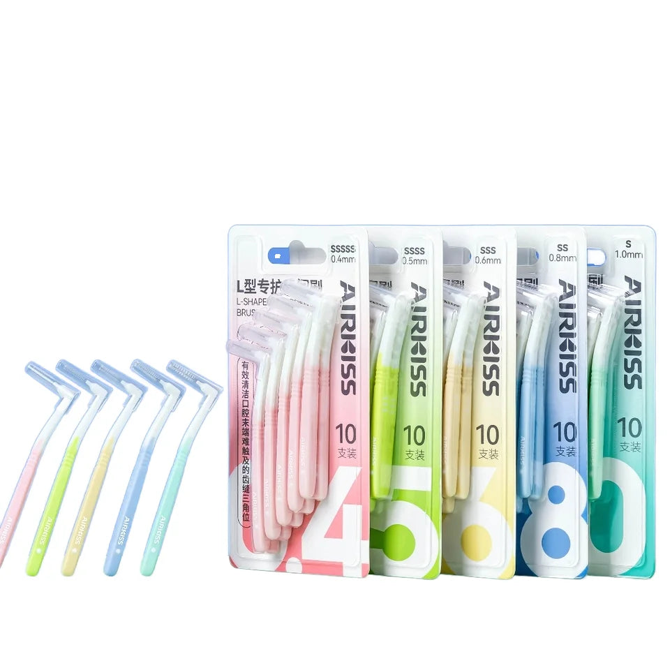 10 Pcs Per Pack Cheap Oral Care Cleaning Interdental Toothpick L Shape Interdental Brush for Home Use