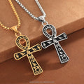 Wholesale Custom logo Ancient Egyptian Cross Non-tarnish Titanium Steel Stainless Steel Oil Drop Pendant Fashion Jewelry for Men