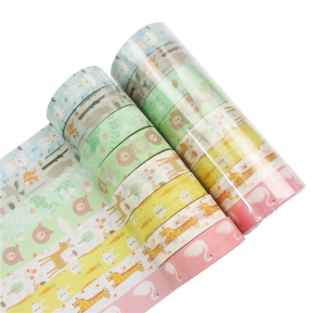 Creative New Cartoon Animals  Washi  Tape Sticker DIY Student Fashionable Masking Tape 8 Pieces