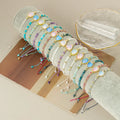 Shiny Handwoven Blue Pink White Opal Rope Stone Bracelets Cord Adjustable 4mm Faceted Crystal Bead Bracelet with Opalite Charm