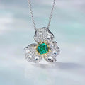 Aimgal NGTC Certified 1.2ct Leb Emerald & 8A Lab High-Carbon Diamond Luxury Pendant Necklace 18K Gold-Plated S925 Silver