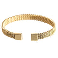 Simple 18k Gold Plated Stainless Steel Wire Mesh Cuff Bangle Bracelet for Women