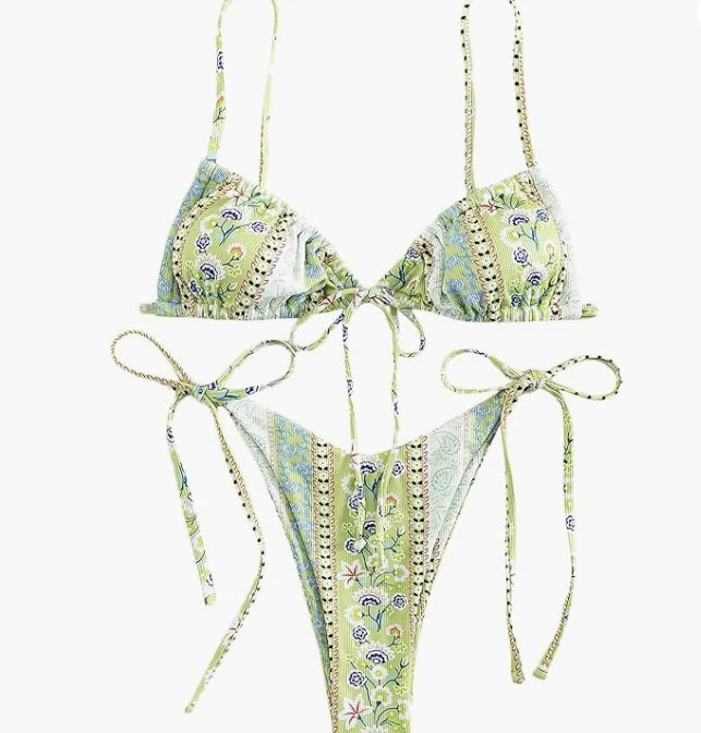 Bikini manufacturer custom swimsuit print pattern Bikini Set V-strings swimwear women