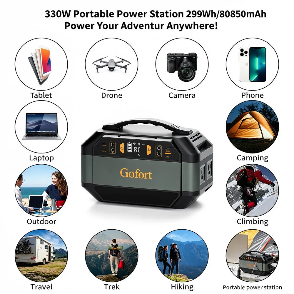 Gofort Flashfish High Power US EU Plug Rechargeable Portable Power Bank Solar Lithium Battery Generator Power Station