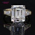 Cadermay Luxury 18K Yellow Gold Ring Prong Setting D VVS1 8ct Emerald Cut Moissanite Diamond Engagement Rings Fancy Moissanite