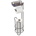 Paper Holder Wire Rust Prevention Toilet Tissue Basket Free Standing Paper Roll Holder with Bathroom Shelf