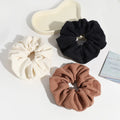 Factory Wholesale Solid Color Custom Label Logo Hair Band Elastic Fabric Hair Tie Women Girls Hair Scrunchies