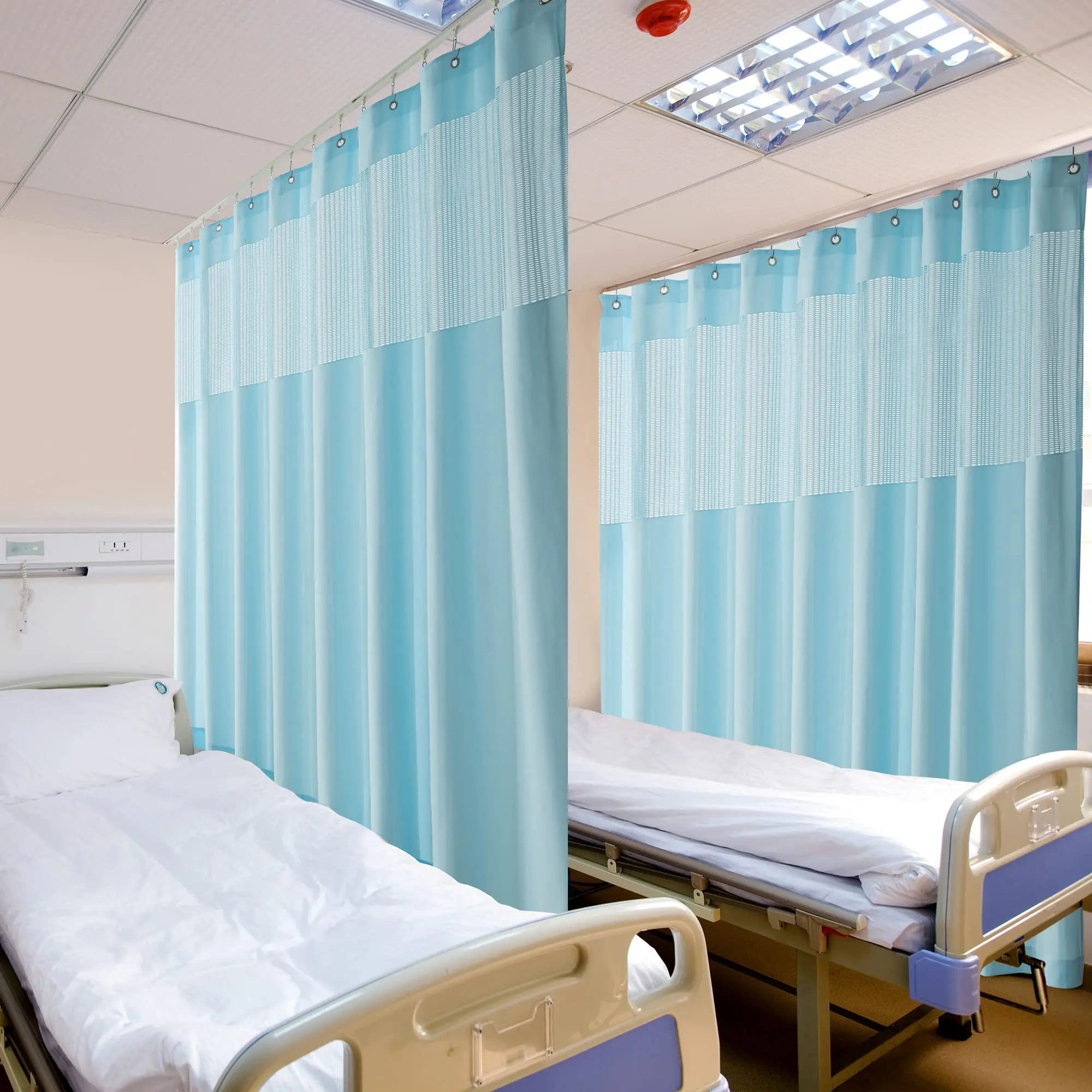 Fabric Movable Ceiling Mount Icu Wall Guard and Patient Partition Size Curtains with Mesh Hospital Portable Bed Screen Curtain