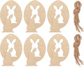 Tailai Rabbit Wood Cutouts Unfinished Wooden DIY Crafts Easter Wall Hanging Gift Tags Ropes Eco-Friendly Multifunction Home