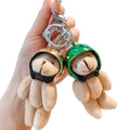 Lovely Charm Helmeted Bear Keychain Y2K Stuffed Plush Dolls Pendant Car Keyring Bag Backpack Decor Jewelry Gifts Bear Key Chains