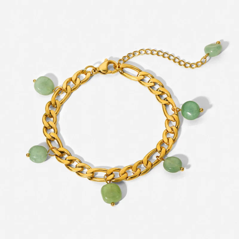 Exquisite Gold Plated Stainless Steel Link Chain  Adjustable Turquoise Pendant  for Party