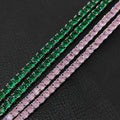 NUOYA Personalized Custom 4mm Bling Tennis Chain Iced Out Diamond Chain Green Pink Zircon Tennis Chain Bracelet for Women