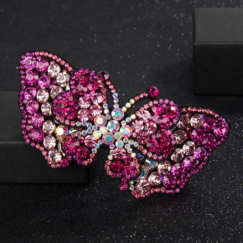 HX-320 Crystal Women Girls Butterfly Rhinestone Hair Clips Pins Shining Full Diamond Bling Crystal Hairpins