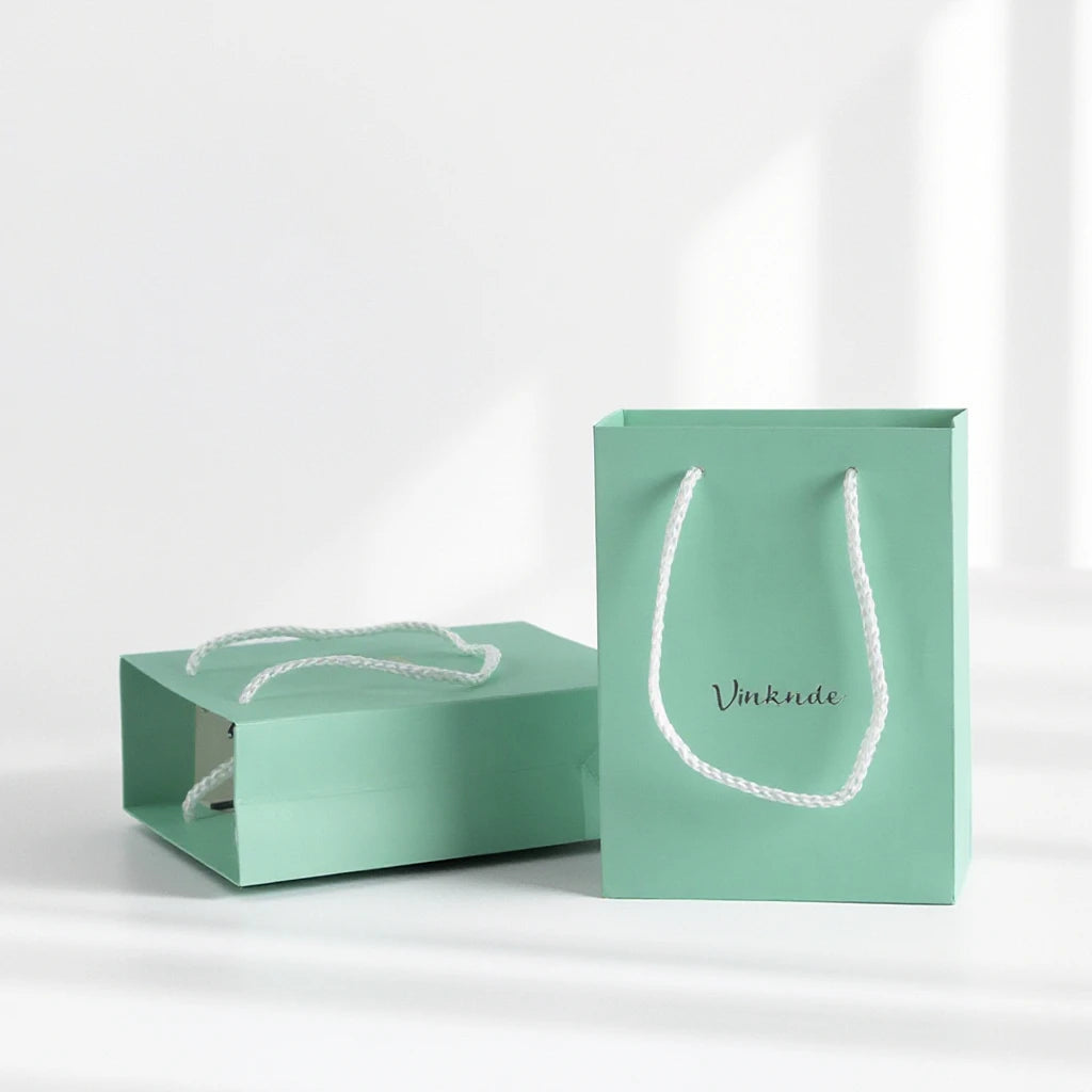 16x8x22cm Light Green Luxury Kraft Paper Bag with Handle for Jewelry Gift Packaging