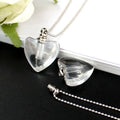 Essential Oil Dispensing Bottle Geometric Heart Hollow Bottle Pendant Necklace Clear Crystal Perfume Vial Necklace for Women
