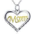 Fine Jewelry 925 Sterling Silver Love Letter "Mom" Heart Pendant Necklace for Mother's Day