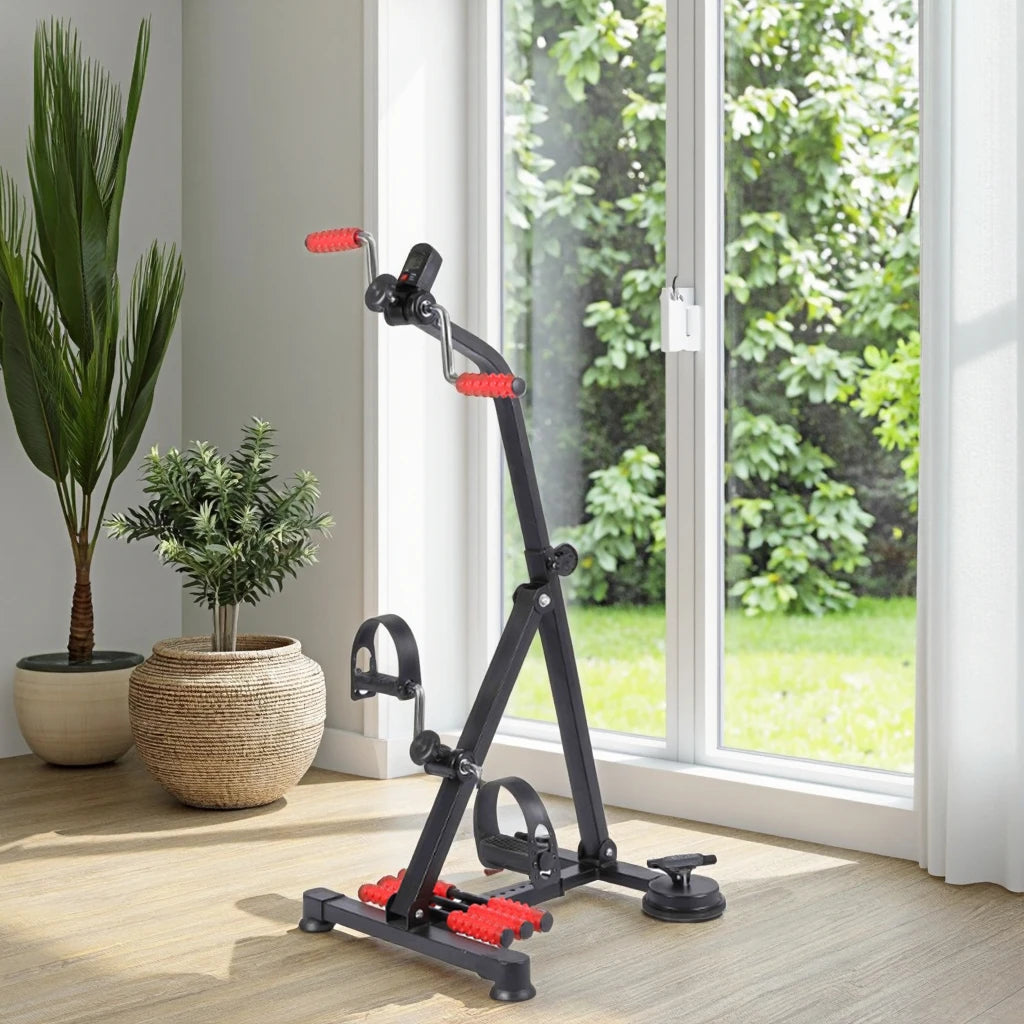 Home Use Durable Mini Pedal Exercise Bike ABS+Metal Construction Portable Folding Leg Training Rehabilitation for Elderly Black