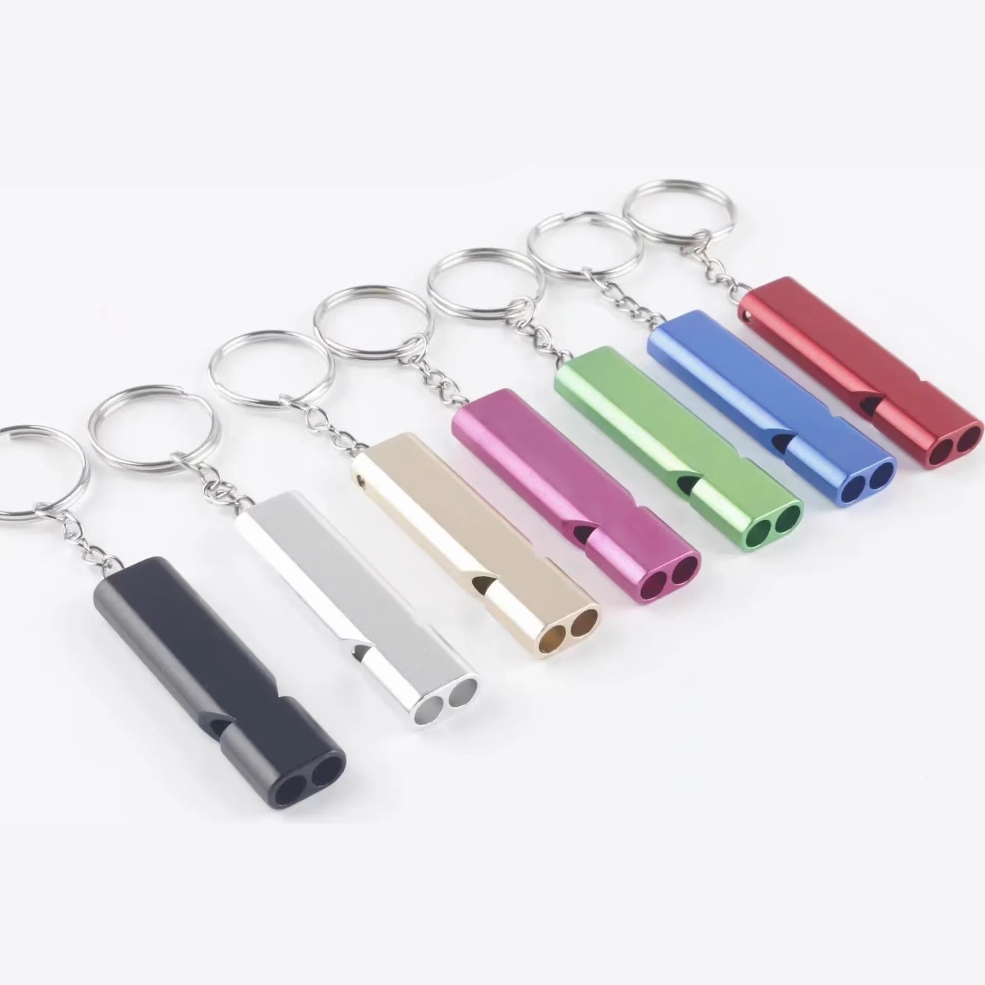 Outdoor Loud Sound Aluminum Alloy Emergency Survival Signaling Keychain Camping Hiking Kids' Rescue Lifeguard Safety Whistle